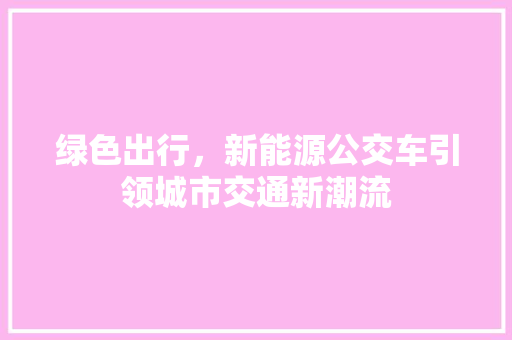 绿色出行，新能源公交车引领城市交通新潮流