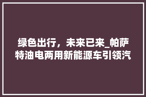 绿色出行，未来已来_帕萨特油电两用新能源车引领汽车行业新潮流