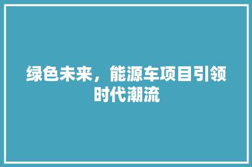 绿色未来，能源车项目引领时代潮流