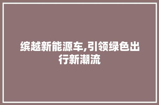 缤越新能源车,引领绿色出行新潮流