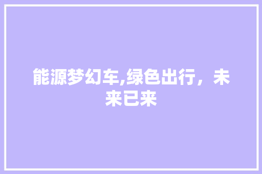 能源梦幻车,绿色出行，未来已来