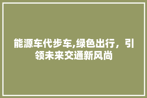 能源车代步车,绿色出行，引领未来交通新风尚