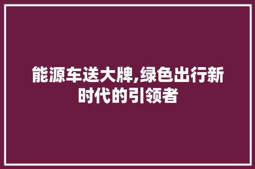 能源车送大牌,绿色出行新时代的引领者