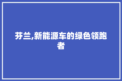 芬兰,新能源车的绿色领跑者
