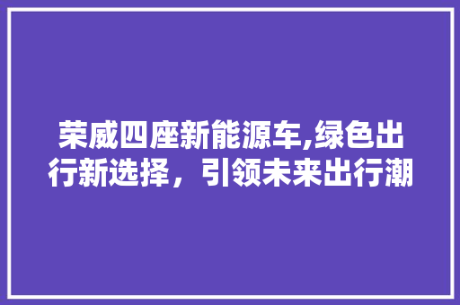 荣威四座新能源车,绿色出行新选择，引领未来出行潮流