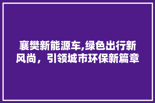襄樊新能源车,绿色出行新风尚，引领城市环保新篇章