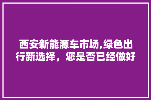 西安新能源车市场,绿色出行新选择，您是否已经做好准备