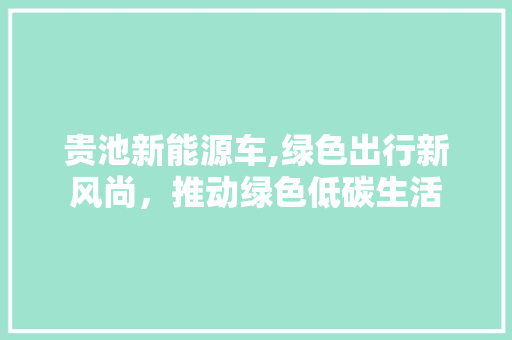 贵池新能源车,绿色出行新风尚，推动绿色低碳生活