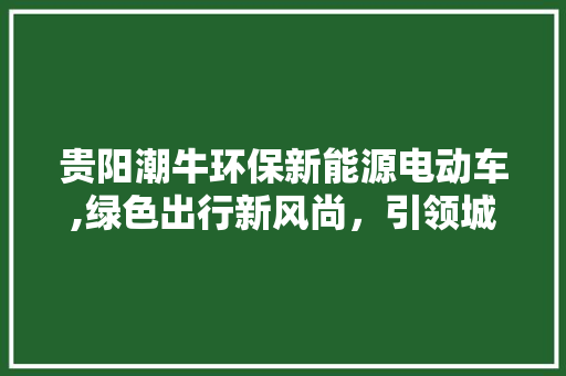 贵阳潮牛环保新能源电动车,绿色出行新风尚，引领城市绿色发展