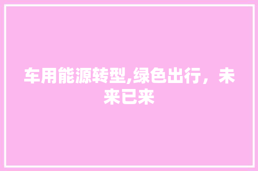 车用能源转型,绿色出行，未来已来