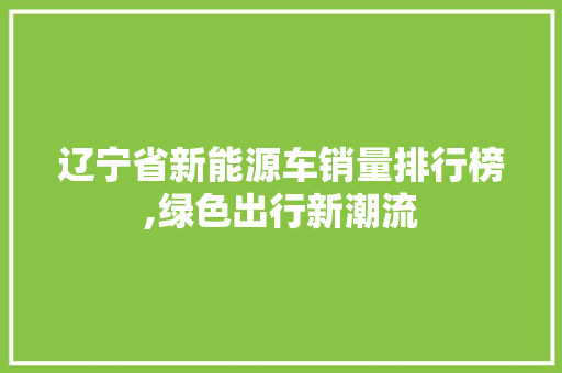 辽宁省新能源车销量排行榜,绿色出行新潮流