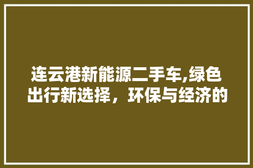 连云港新能源二手车,绿色出行新选择，环保与经济的双赢之路