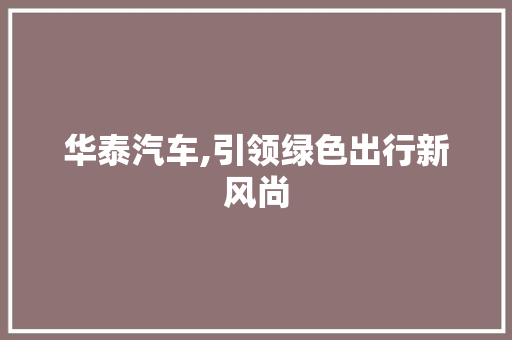 华泰汽车,引领绿色出行新风尚