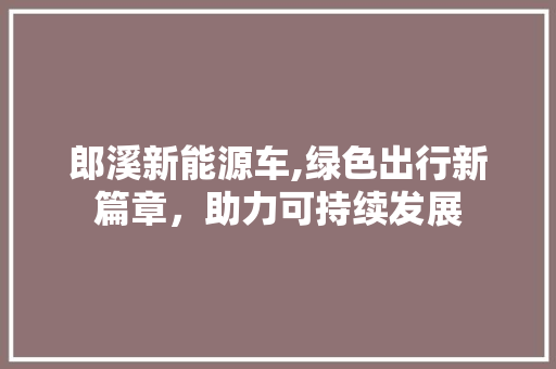 郎溪新能源车,绿色出行新篇章，助力可持续发展