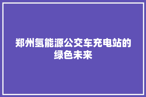 郑州氢能源公交车充电站的绿色未来