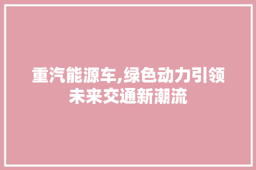 重汽能源车,绿色动力引领未来交通新潮流