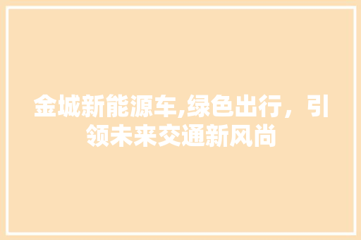 金城新能源车,绿色出行，引领未来交通新风尚