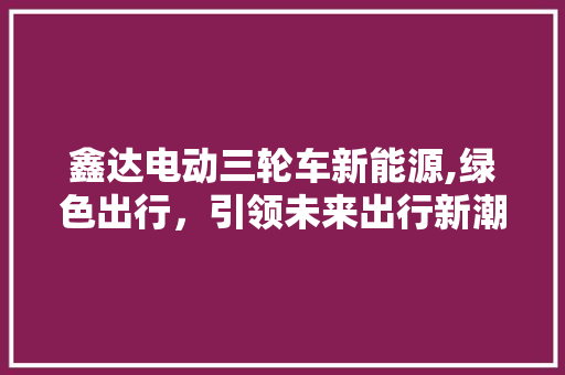 鑫达电动三轮车新能源,绿色出行，引领未来出行新潮流