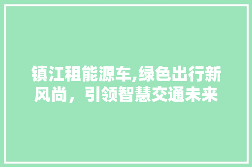 镇江租能源车,绿色出行新风尚，引领智慧交通未来