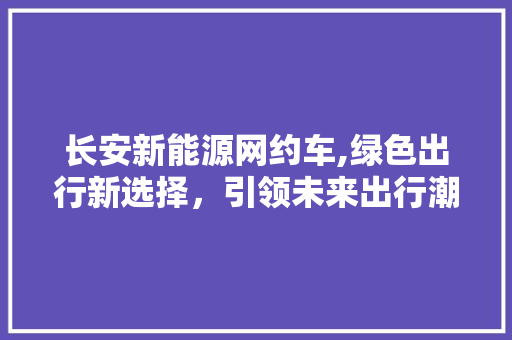 长安新能源网约车,绿色出行新选择，引领未来出行潮流