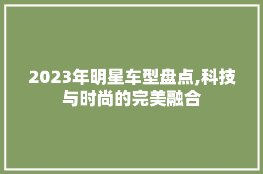 2023年明星车型盘点,科技与时尚的完美融合 变速箱配件