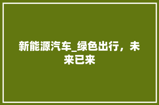 新能源汽车_绿色出行，未来已来