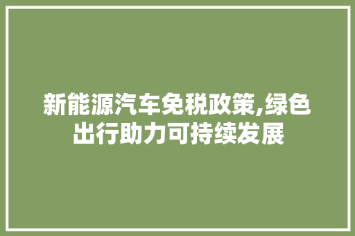 新能源汽车免税政策,绿色出行助力可持续发展