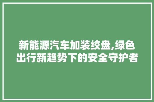 新能源汽车加装绞盘,绿色出行新趋势下的安全守护者