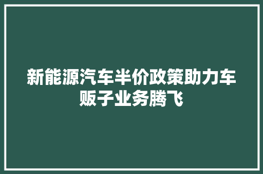 新能源汽车半价政策助力车贩子业务腾飞