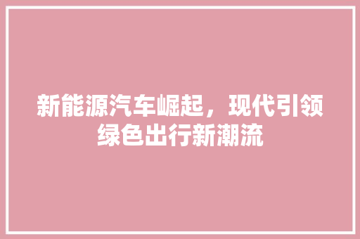 新能源汽车崛起，现代引领绿色出行新潮流