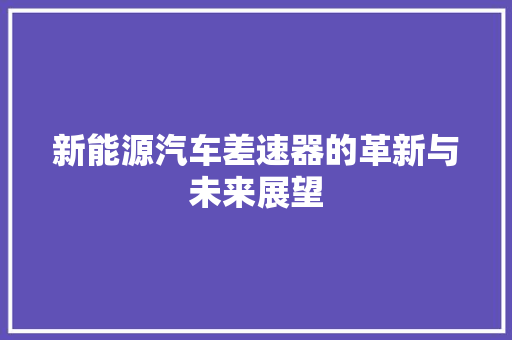 新能源汽车差速器的革新与未来展望