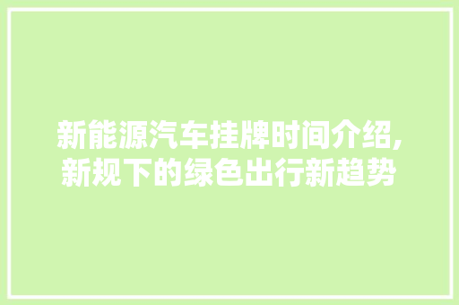 新能源汽车挂牌时间介绍,新规下的绿色出行新趋势