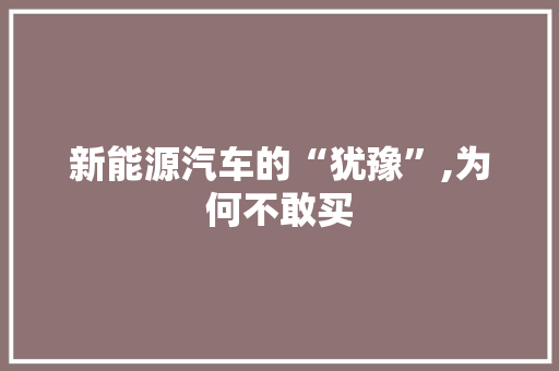 新能源汽车的“犹豫”,为何不敢买