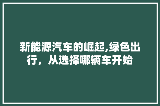 新能源汽车的崛起,绿色出行，从选择哪辆车开始