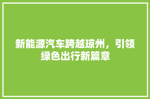 新能源汽车跨越琼州，引领绿色出行新篇章