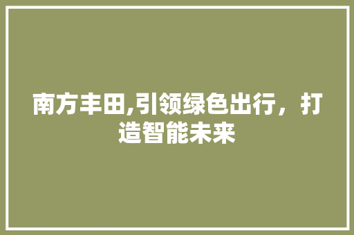 南方丰田,引领绿色出行，打造智能未来