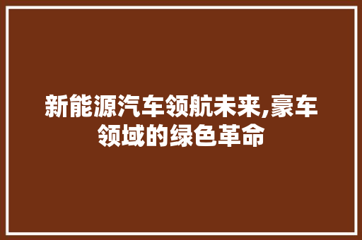 新能源汽车领航未来,豪车领域的绿色革命