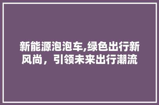 新能源泡泡车,绿色出行新风尚，引领未来出行潮流