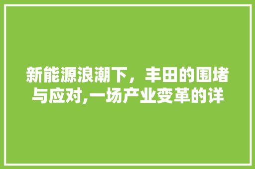 新能源浪潮下，丰田的围堵与应对,一场产业变革的详细分析