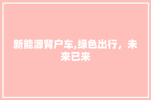 新能源背户车,绿色出行，未来已来