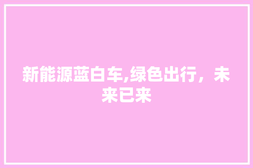 新能源蓝白车,绿色出行，未来已来