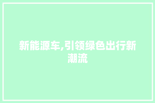 新能源车,引领绿色出行新潮流