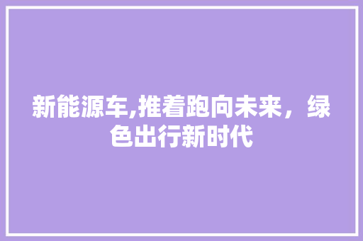 新能源车,推着跑向未来，绿色出行新时代