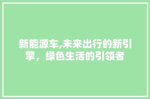 新能源车,未来出行的新引擎，绿色生活的引领者