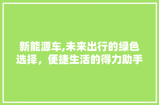新能源车,未来出行的绿色选择，便捷生活的得力助手