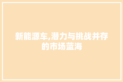 新能源车,潜力与挑战并存的市场蓝海