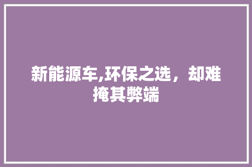 新能源车,环保之选，却难掩其弊端