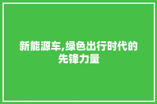 新能源车,绿色出行时代的先锋力量