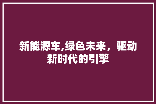 新能源车,绿色未来，驱动新时代的引擎