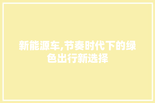 新能源车,节奏时代下的绿色出行新选择